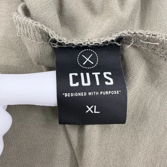 CUTS Clothing Men's Henley Shirt X-Large Green Split-Hem Performance Casual - Picture 5 of 10